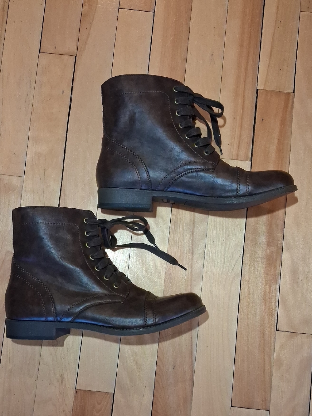 Rampage Dark Brown Lace-Up Ankle Boots, Size 10